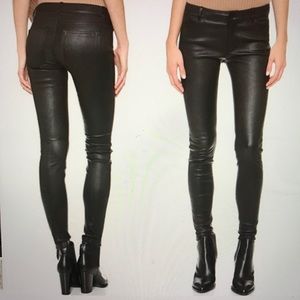 Vince Leather Skinny Pants 5 pocket Black
